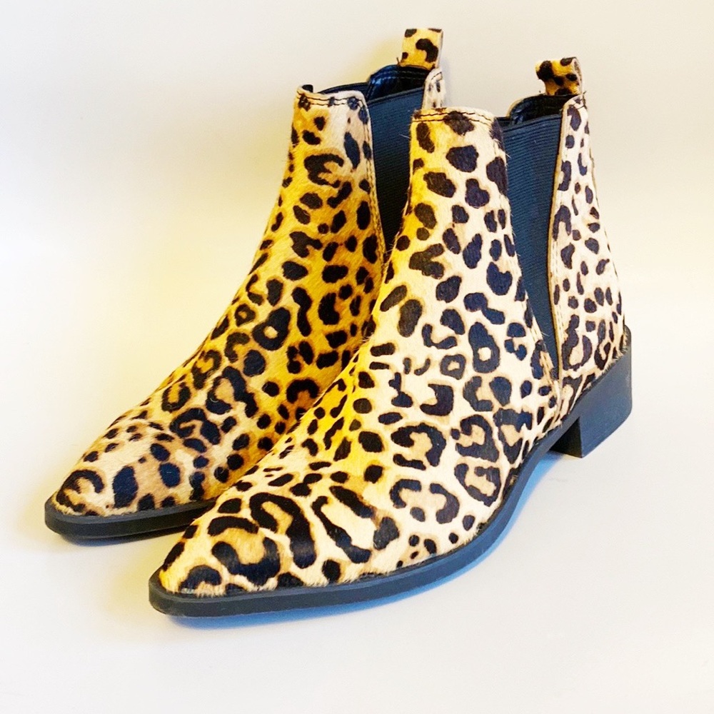 Steve Madden Calf Hair Leopard Ankle Boots Booties